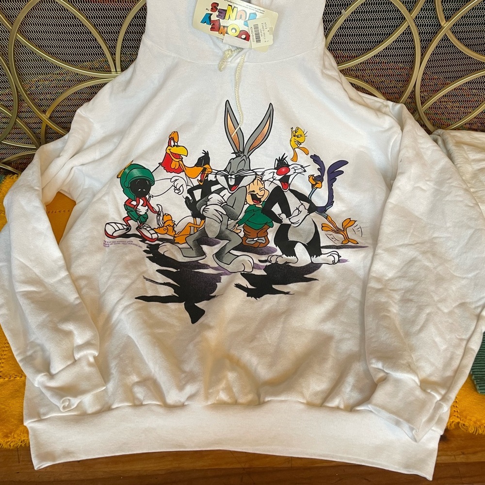 2 piece Vintage Deadstock Warner Brothers 1995 Looney Tunes Hoodie and Sweats.